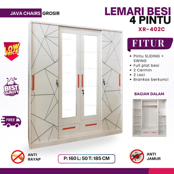 Gambar Lemari Pakaian Besi Sliding 4 Pintu Lemari Baju Sliding Steel Wardrobe dari Java Chairs Grosir undefined Tokopedia