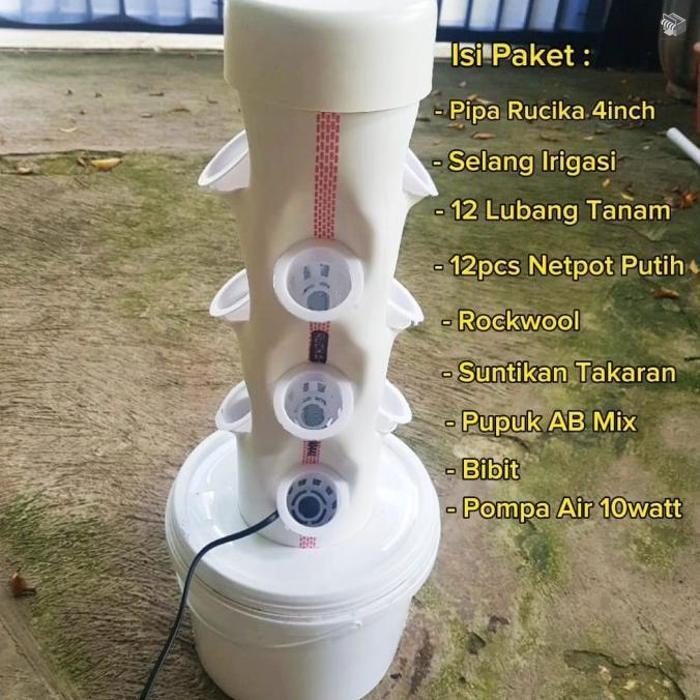Gambar Paket Set Pipa Hidroponik Vertikal Vertikultur Tanaman 14 Lubang Tanam - Putih dari pukoincell undefined Tokopedia