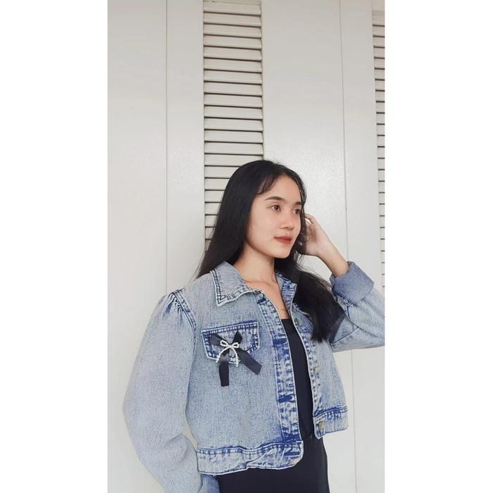 Gambar FILORIA - Jaket Levis Crop Wanita Jaket Wanita Kekinian - Abu-abu dari Filoria undefined Tokopedia