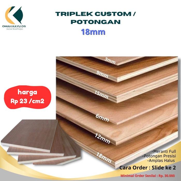Gambar Triplek Multiplek 18mm potongan custom dari Omah Kayu Os undefined Tokopedia