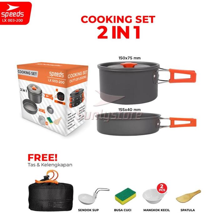 Gambar SPEEDS Alat Masak Set Mini Camping Cooking Set 2-3 Orang Nesting Stove Panci Ketel Cookware Portable Tas Outdoor Safety 003-200 [JN] - 200 SET dari Kiryu Shop undefined Tokopedia