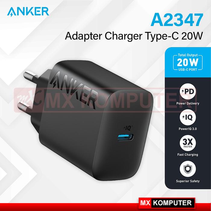 Gambar Anker Wall Adaptor Charger Power Port 20W Type C - A2347 - Hitam dari MXKomputer_NEW undefined Tokopedia
