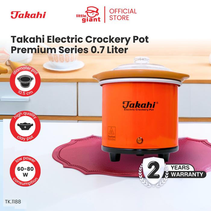Gambar Takahi Premium Series Electric Crockery Pot 0,7 Litre INSTAN/SAMEDAY - Orange dari Little Giant Indonesia undefined Tokopedia