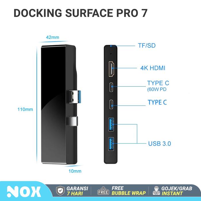 Gambar Surface Pro 4/5/6/7 hub docking station USB HUB TYPE C HDMI port - Surface 7 dari NOX Indonesia. undefined Tokopedia