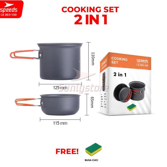 Gambar SPEEDS Alat Masak Set Mini Camping Cooking Set 2-3 Orang Nesting Stove Panci Ketel Cookware Portable Tas Outdoor Safety 003-200 [JN] - 100 SET dari Kiryu Shop undefined Tokopedia