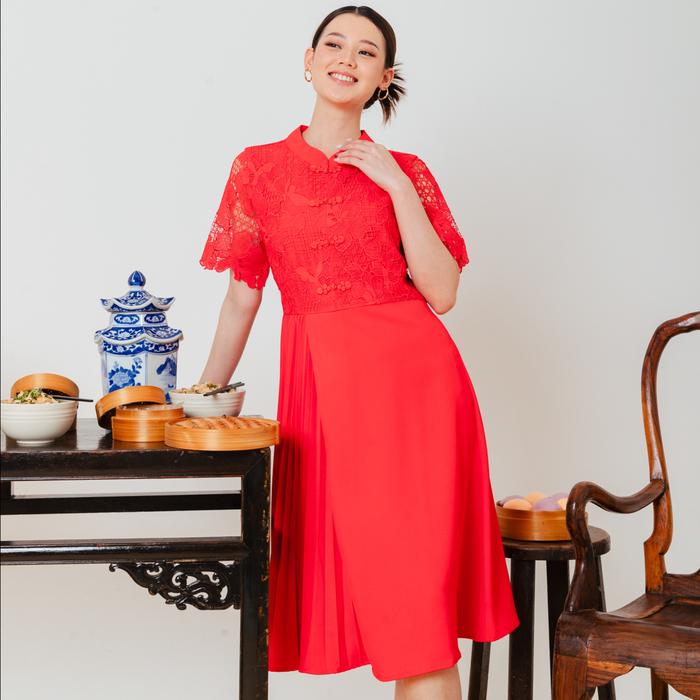 Gambar *Ready Stok* N2 - Dress Cheongsam Katun 28461 - Merah, M dari Sisters Fashion Group undefined Tokopedia