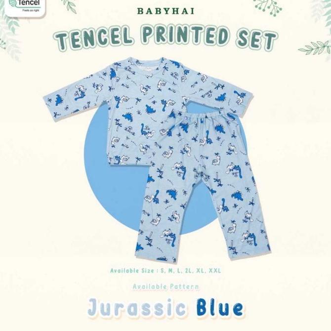 Gambar BABY HAI Baju Tidur Bayi Anak Tencel Set Setelan Panjang - Jurassic Blue, S dari Bgasshoop undefined Tokopedia
