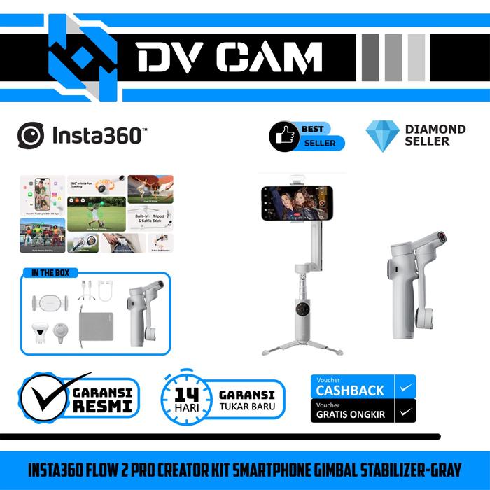 Gambar Insta360 Flow 2 Pro Creator Kit Smartphone Gimbal Stabilizer - GRAY dari Dv Camera undefined Tokopedia