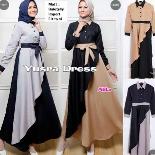 Gambar Dress Model Gamis Terbaru 2020 Wanita Remaja Muslim Modern Kekinian Termurah Ready Terbaik - Hitam, L dari Necrophos48 undefined Tokopedia