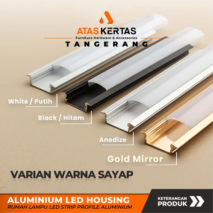 Gambar rumah lampu led strip 3 m - housing led strips alumunium - Cover led strip 3 meter Putih Gold Hitam Silver - SAYAP, Anodize dari ATAS KERTAS TANGERANG undefined Tokopedia