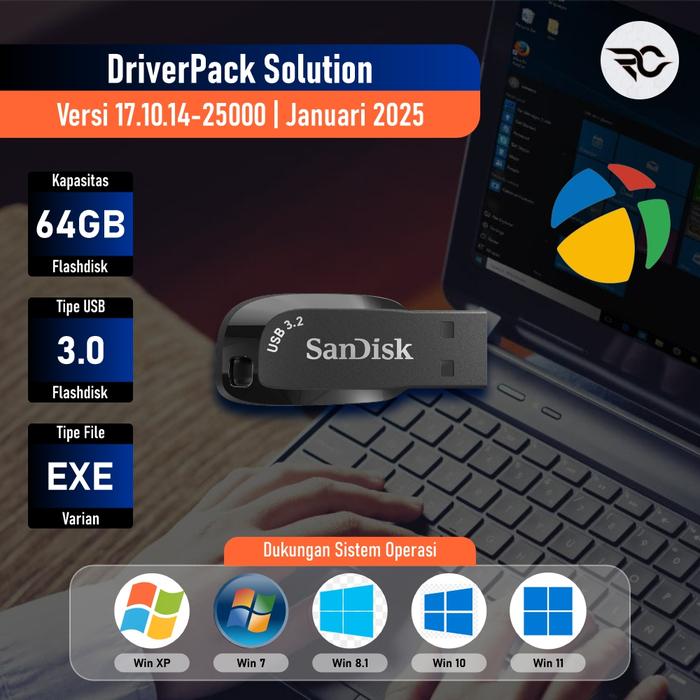 Gambar USB 3.0 Flashdisk DriverPack Solution SanDisk 64GB Offline Driver Pack - EXE dari The Rizqi Corner undefined Tokopedia