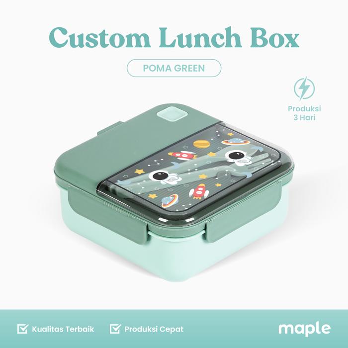 Gambar Custom Kotak Bekal Anak Lunch Box Anak Ada Sendok Garpu Poma Tempat Makan Kotak Bekal Anak Bento Box BPA Free Aesthetic Hadiah Kotak Makan - Poma Green, Custom Print dari Maple Goods Shop undefined Tokopedia