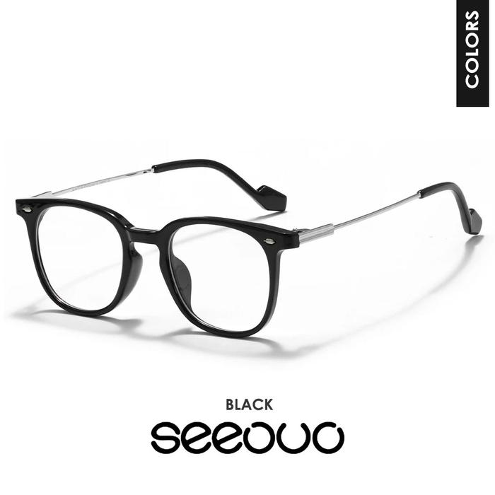 Gambar Seeouo Kacamata Antiradiasi Blueray Style Kotak Vintage Fashion TR90+Metal Kokoh Pria Wanita Stylish Frame Bisa Minus 1515 - BLACK, BLUERAY NORMAL dari Seeouo undefined Tokopedia