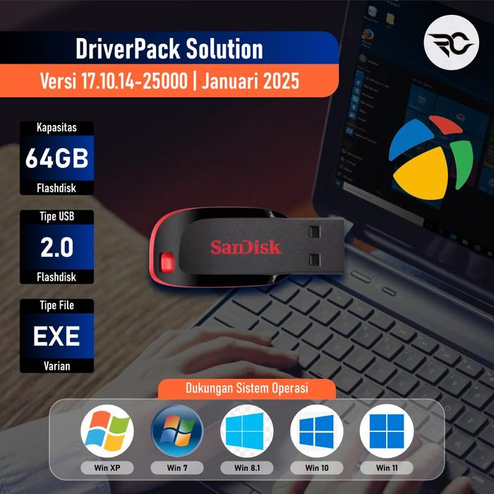 Gambar USB Flashdisk DriverPack Solution SanDisk 64GB Offline Driver Pack - EXE dari The Rizqi Corner undefined Tokopedia