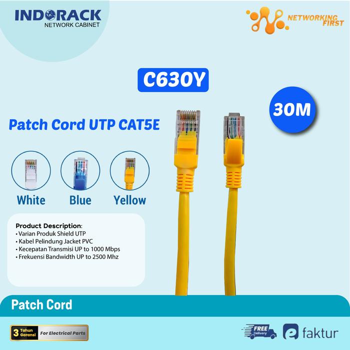 Jual Indorack Patch Cord Cat6 30 Meter Kabel LAN Ethernet RJ45 Siap ...