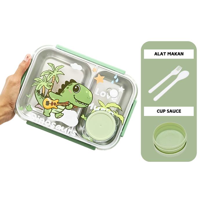Gambar Kotak Makan Stainless Karakter Dinosaurus Anti Campur Lunch Box Bekal Anak TK Motif Astronot Unicorn - Dinosaurus dari Froselyn Living undefined Tokopedia