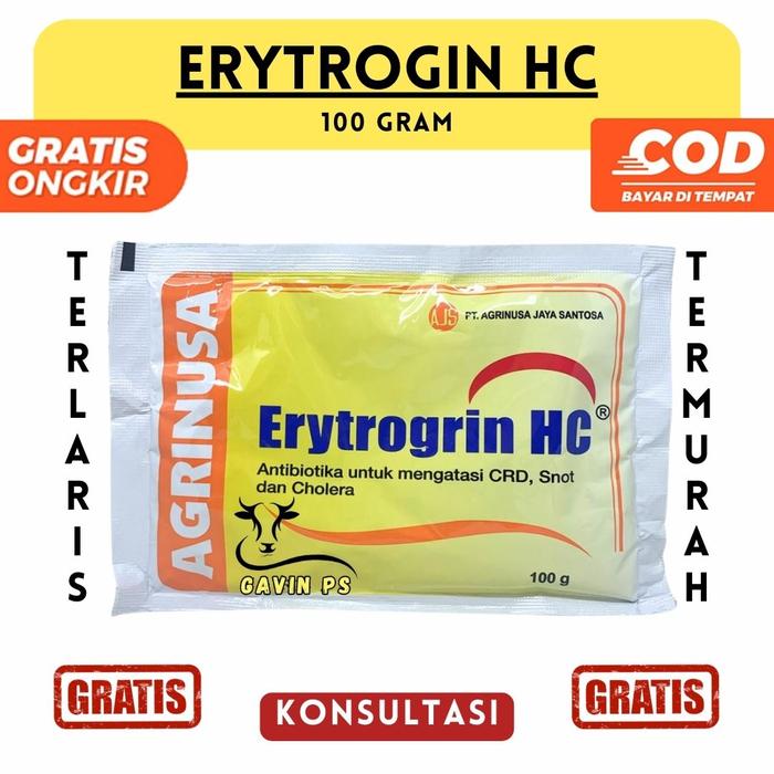 Gambar ERYTROGRIN HC 100 GRAM - Obat Ayam Snot Ngorok Kolera CRD Komplek Berak Hijau Putih AGRINUSA dari gavinpoultryshop undefined Tokopedia