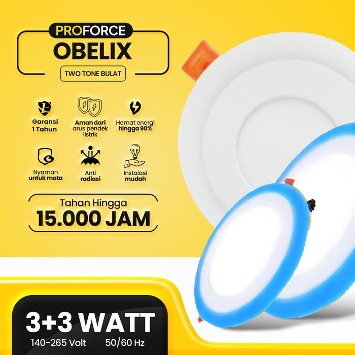 Gambar Lampu Panel Downlight Led 2 Warna Bulat Proforce Obelix Two Tone 10 Pc - 3+3 Watt dari Proforce Indonesia undefined Tokopedia