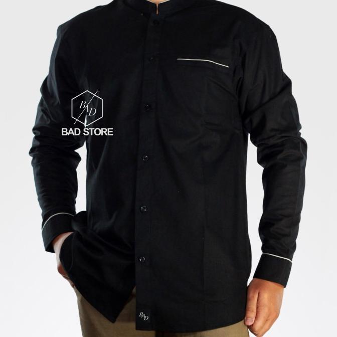 Gambar Best seller_ Kemeja Koko Pria Lengan Panjang Muslim Kemko Big Size 2XL 3XL Casual _top - Hitam, 2XL dari bershopi store undefined Tokopedia