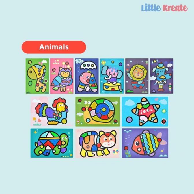 Gambar Diy Sand Painting Set / Mewarnai Pasir Prakarya Mainan Edukasi Sticker - Animal, Packing Plastik dari rizkystore993 undefined Tokopedia