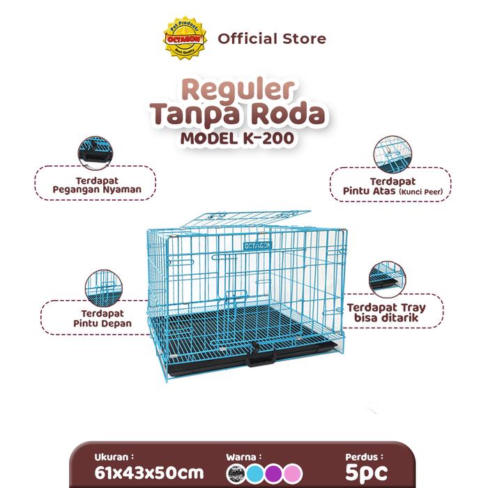Gambar KANDANG OCTAGON - Kandang Lipat L Ukuran 61x43x50cm | Kandang Besi Lipat - Tanpa Roda Reg dari Octagon Pet Indonesia undefined Tokopedia
