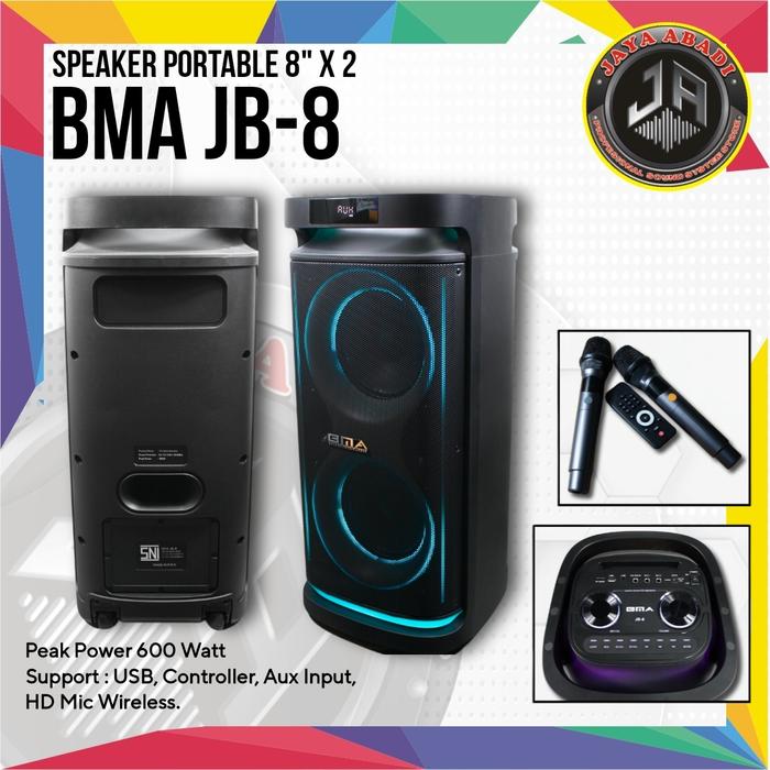 Gambar SPEAKER PORTABLE 8" DOUBLE BMA JB-8 ORIGINAL dari AUDIO WAVE undefined Tokopedia