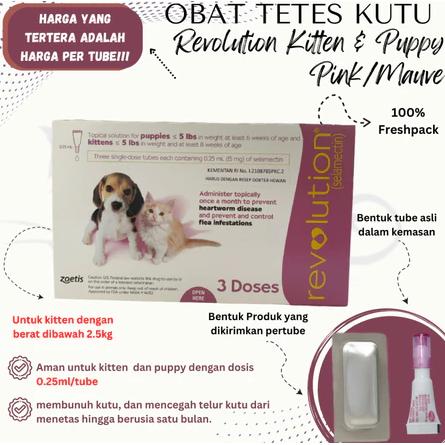 Gambar OBAT KUTU KUCING DAN ANJING REVOLUTION PUPPIES 5 LBS PUPPY KITTEN 2,5 KG KITTEN 2,5 KG PINK MAUVE dari Atha Life undefined Tokopedia