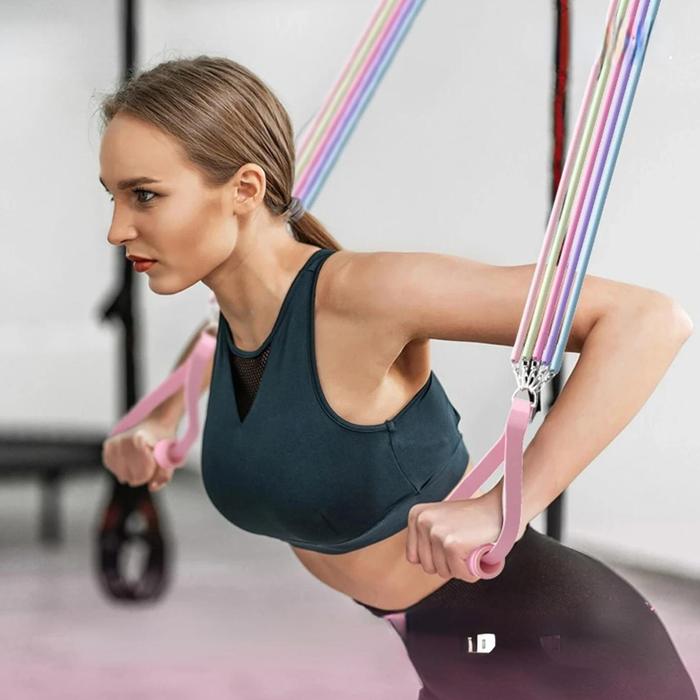 Gambar READY STOCK BALI Fitness Resistance Bands Set Women Yoga Exercise Bands with Door Anchor Handles Ankle Straps Gym Equipment Entrenamiwnto Ab - 11-set 60LBS, CHINA dari GROSIR COKLAT MOTIF TERRBARRRU undefined Tokopedia