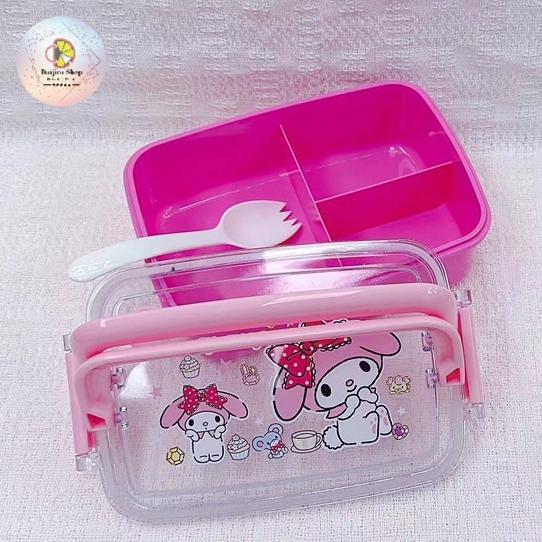 Gambar Lunch Box Sekat Set Sendok Garpu Kotak Makan Tempat Bekal Anak Handle - Merah Muda dari Daijiro shop undefined 5 Tokopedia
