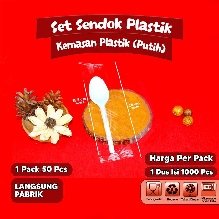 Gambar Set Sendok Plastik Kemasan / Sendok Makan Higienis Bungkus Plastik - Putih dari Tokyo Pack undefined Tokopedia