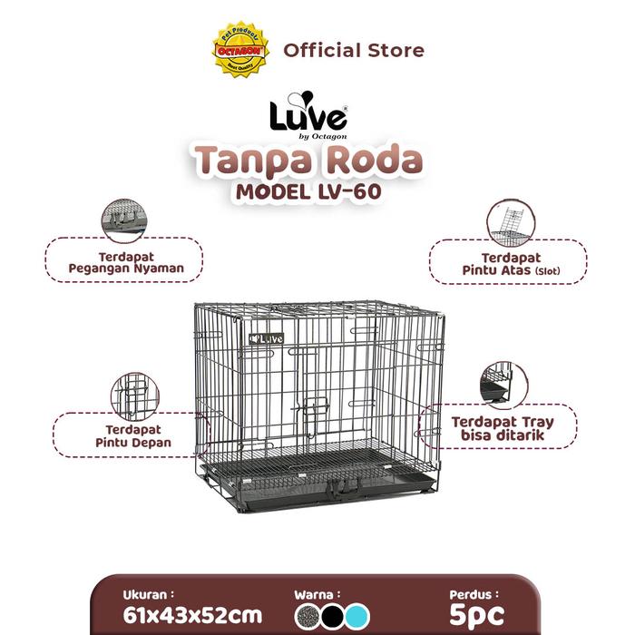 Gambar KANDANG LUVE - Kandang Lipat L Ukuran 61x43x52cm | Kandang Besi - TANPA RODA dari Octagon Pet Indonesia undefined 5 Tokopedia