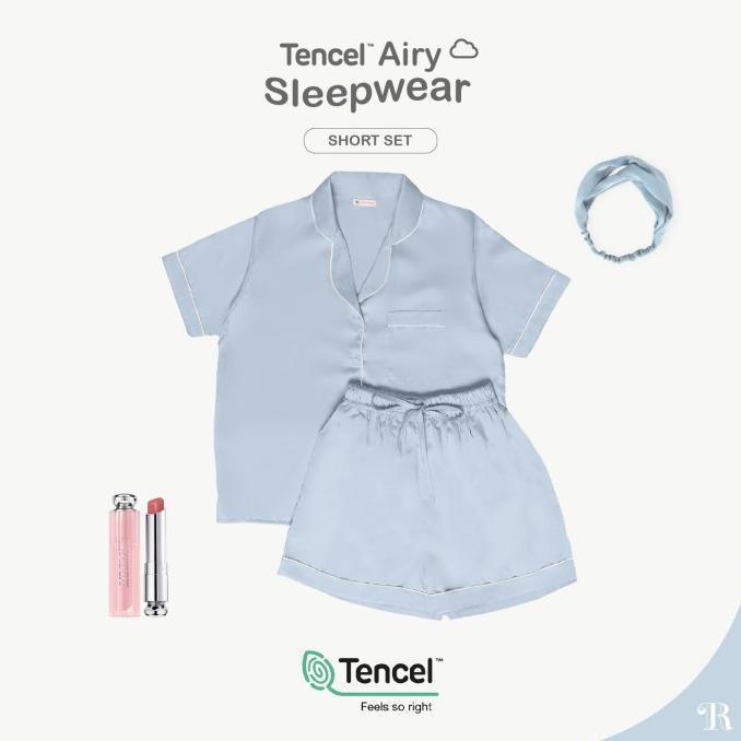 Gambar TENCEL AIRY SLEEPWEAR Short Set Premium Pajamas Piyama Korea Pendek Terlaris - Cloud dari Toko Marzena undefined Tokopedia
