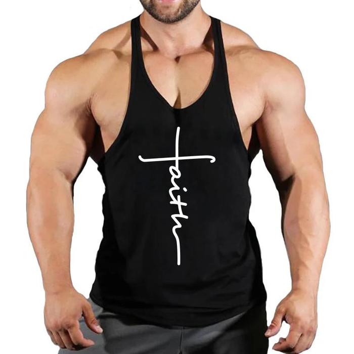 Gambar Summer Y Back Gym Stringer Tank Top Men Cotton Clothing Bodybuilding Sleeveless Shirt Running Vest Muscle Singlets Workout Tank - gym 1, M dari digibrag undefined Tokopedia