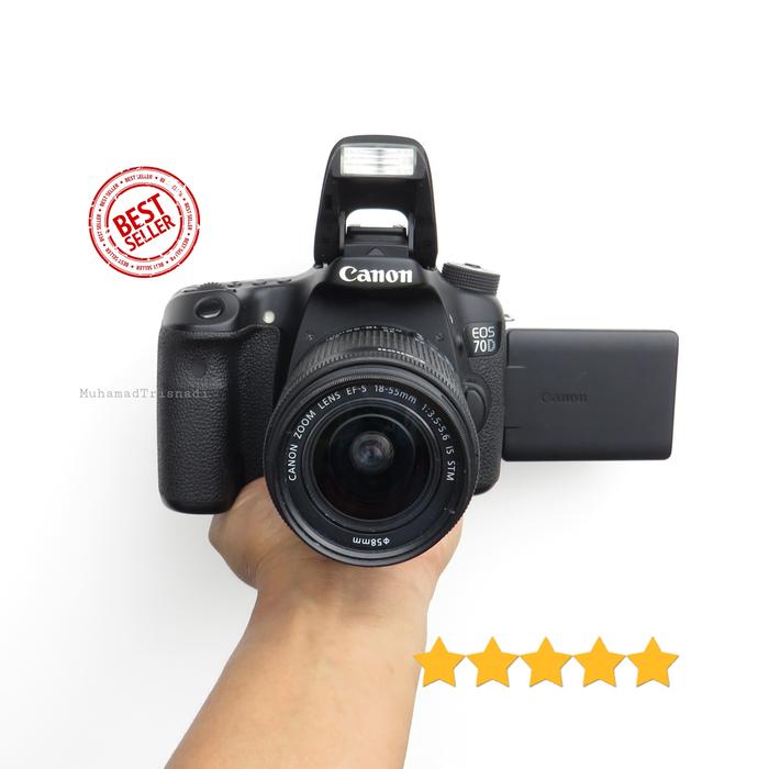 Kamera Dslr Canon Eos 70d Lensa 18-55mm Stm Fullhd 20mp Wifi Murah