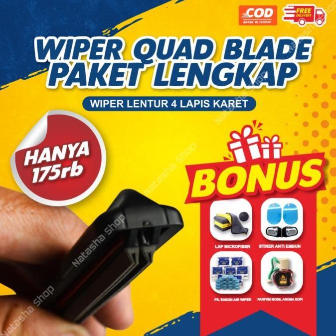 Gambar BMparts Wiper Quad 4 Lapis Karet Bonus Pil Wiper, Stiker Spion Anti Embun, Parfum Bali dan Lap Microfiber - Colt T120ss dari Barokah Motoparts undefined Tokopedia