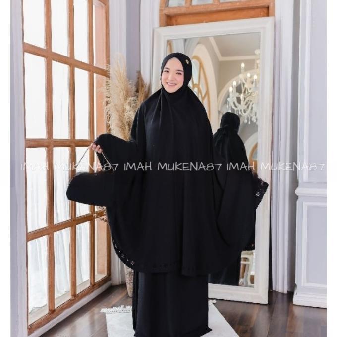 Gambar New Mukena Dewasa Malaysia Penutup Dagu Khadijah Lasercut Original - Hitam dari More Storage undefined Tokopedia