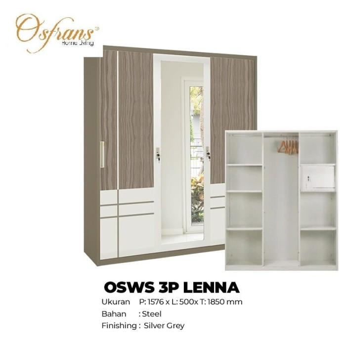 Gambar Lemari Baju Sliding Besi Olympic OSWS 120 / Steel Wardrobe / Lemari Penyimpanan /Putih Modern Minimalis - OSWS 3P LENNA dari wirashop888 undefined Tokopedia