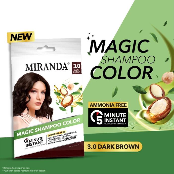 Gambar MIRANDA Magic Hair Color Shampoo Sachet 30ml - Color 3.0 SCHT, MIRANDA dari madame fany undefined Tokopedia