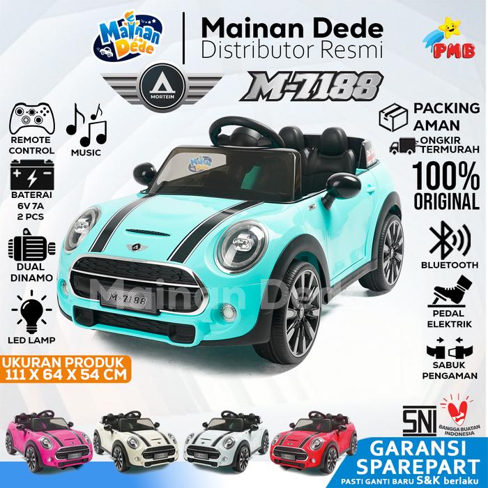 Gambar Mainan Anak Mobil Aki PMB 7188 Mini Cooper Mortein - Hijau dualmotor, EXTRA PACKING dari Mainan Anak Dede undefined Tokopedia