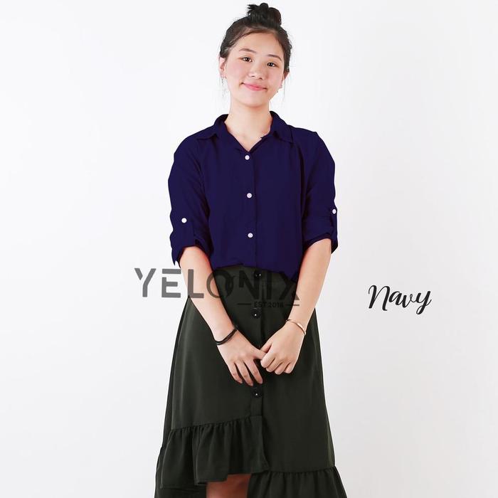 Gambar Promo Kemeja Monalisa Polos Wanita Panjang-Yelonix - NAVY, L dari Dedej Koleksi undefined Tokopedia