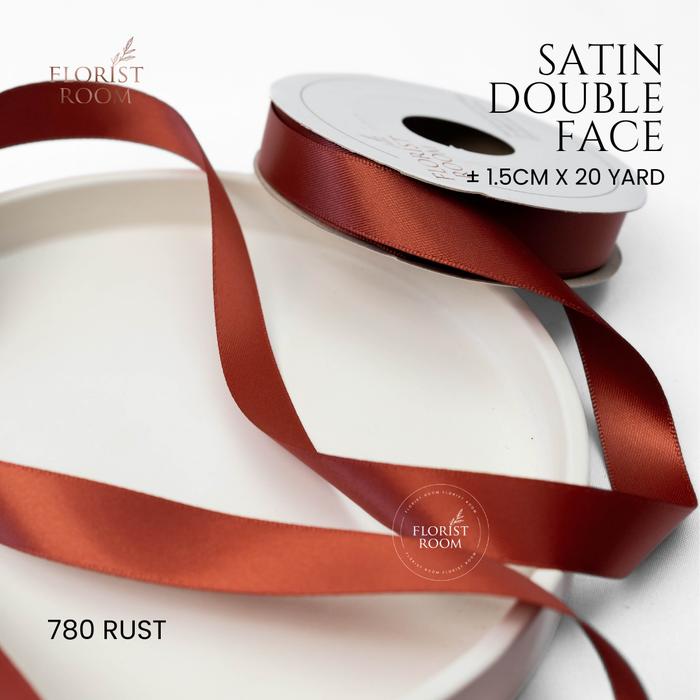 Gambar Pita Satin Double Face ±1.5cm x 20yard - Satin Ribbon - 780 Rust dari Florist Room undefined Tokopedia