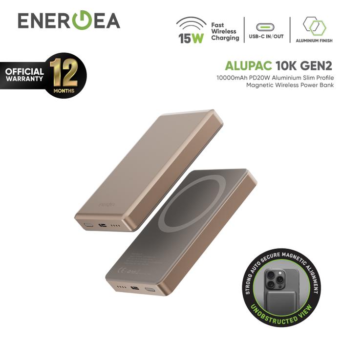 Gambar Wireless MagSafe Powerbank Ultra Slim 10.000mAh 15W + USB-C PD20W ENERGEA Alupac 10K - Gold dari Energea Official Store undefined Tokopedia