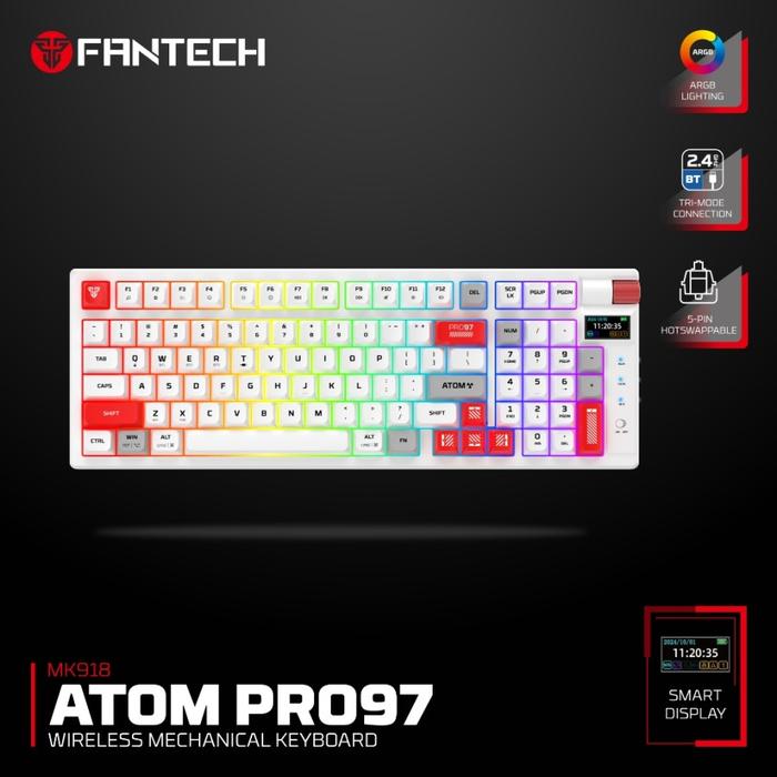 Gambar Fantech ATOM PRO SERIES PRO79 / PRO-79 / PRO97 / PRO-97 / - MK917 / MK-917 / MK918 / MK-918 Wireless Keyboard Mechanical Gaming Hotswap 5 Pin - Fantech MK917 Fantech MK918 - PRO97 WHITE, Switch Red dari GAMEPAWS undefined Tokopedia