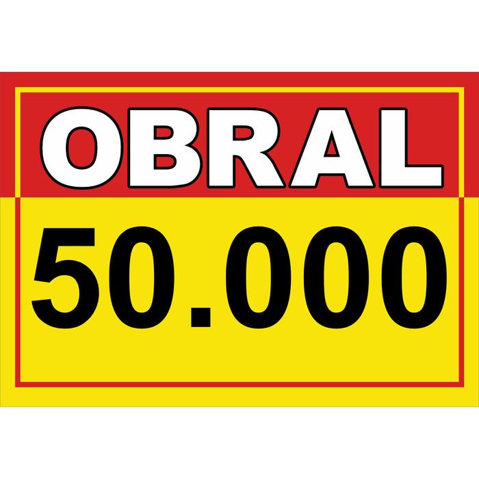 Gambar Kertas Tulisan Harga Bandrol / Name Tag Harga Jualan / Kertas Obral - OBRAL 50.000, LAMINATING dari displayhanger undefined Tokopedia