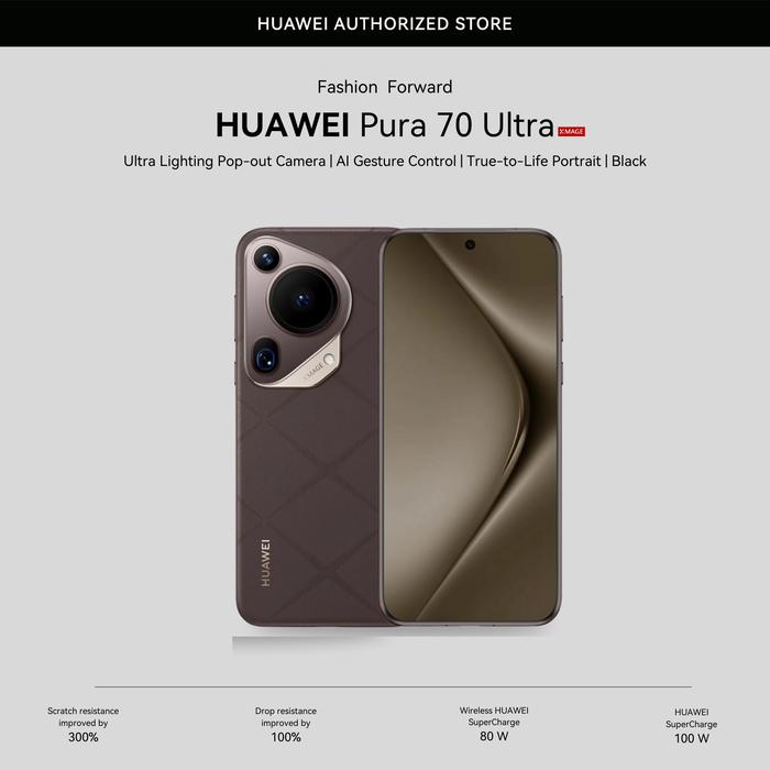 Gambar HUAWEI Pura 70 Ultra Smartphone | Ultra Lighting Pop-out Camera | Ultra Speed Snapshot | Crystal Armour Kunlun Glass - Black dari Huawei Authorized Store undefined Tokopedia