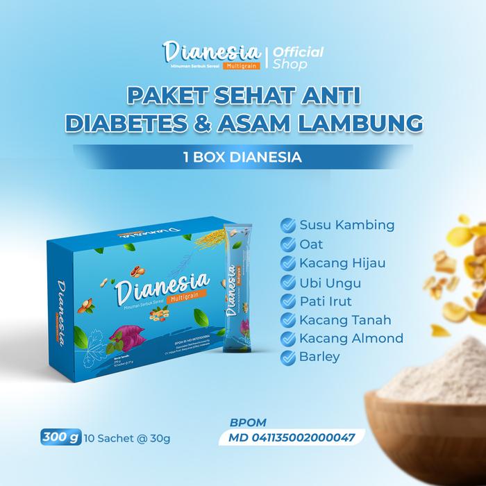 Gambar DIANESIA Multigrain Sereal Sehat Kontrol Gula Darah Pencegah Dan Obat Diabetes + Solusi Alami Asam Lambung (300gram ) (10 Serving) - Basic 1 Box dari Etawanesia Official undefined Tokopedia