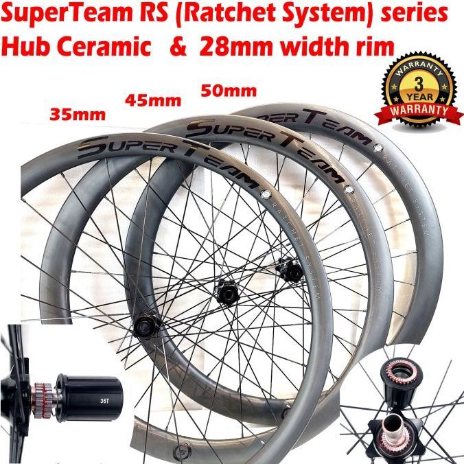 Jual SUPERTEAM RS CARBON WHEELSET DISC BRAKE CERAMIC RATCHET