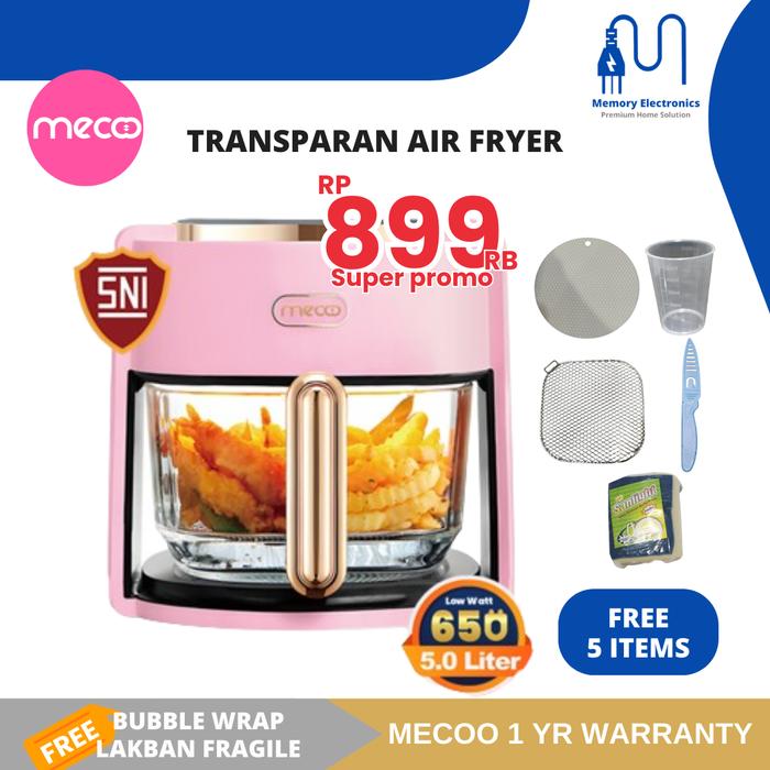 Gambar Mecoo Air Fryer Transparan Digital 5L - PINK TRANSPARAN dari Memory Toserba undefined Tokopedia