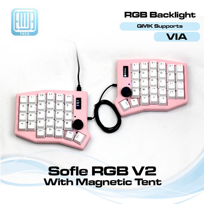 Gambar Sofle RGB Underglow V2.1 Ergo Split Mechanical Keyboard VIA Knob with Magnetic Tent Prebuilt Barebone - Full Build, Underglow dari EMJE TECH undefined Tokopedia