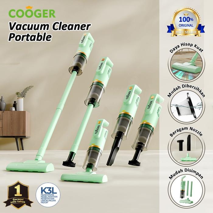 Gambar COOGER Vacuum Cleaner Portable Multifungsi Dengan 3 Nozzle Penyedot Debu Lantai Sofa Kasur Mobil Meja - Green dari COOGER Official Store undefined Tokopedia